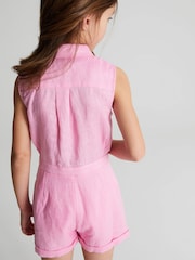 وردي - Reiss Ema Jr Linen Playsuit - صورة 5 من 6