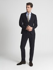 Reiss Navy Fresco Slim Fit Wool Mixer Trousers - Image 1 of 6