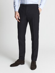 Reiss Navy Fresco Slim Fit Wool Mixer Trousers - Image 3 of 6