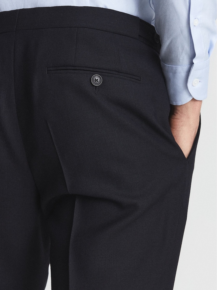 Reiss Navy Fresco Slim Fit Wool Mixer Trousers - Image 6 of 6