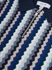 Reiss Navy Blanco Junior Half Zip Polo T-Shirt - Image 6 of 6