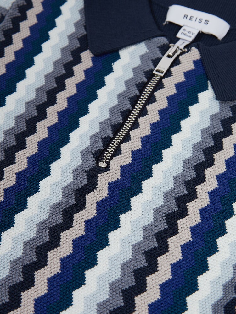 Reiss Navy Blanco Junior Half Zip Polo T-Shirt - Image 6 of 6 Reiss Navy Blanco Junior Half Zip Polo T-Shirt - Image 6 of 6