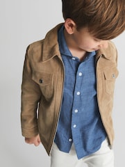 Reiss Cornflower Blue Ruban Linen Regular Fit Shirt - Image 1 of 5