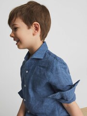 Reiss Cornflower Blue Ruban Linen Regular Fit Shirt - Image 3 of 5