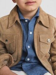 Reiss Cornflower Blue Ruban Linen Regular Fit Shirt - Image 4 of 5