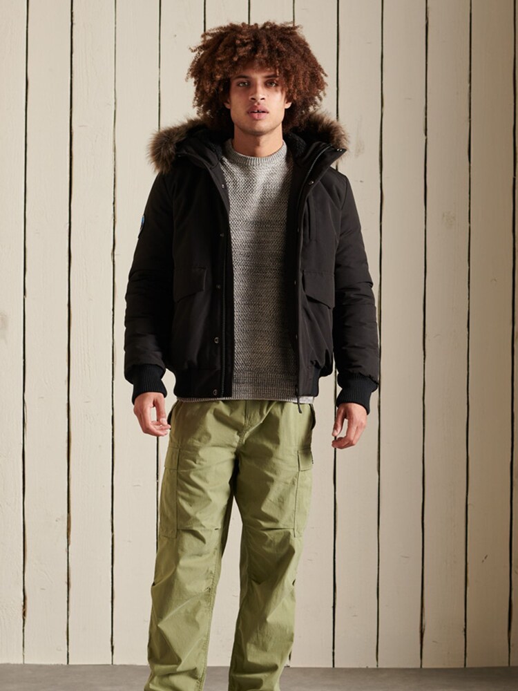 Jet Black - Superdry Everest Bomber Jacket - Image 3 of 5
