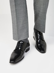 Black Hi-shine Derby Lace- Up Shoes - Image 1 of 9