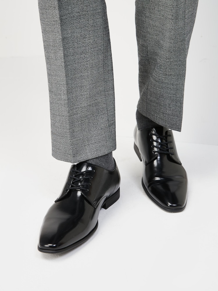 Black Hi-shine Derby Lace- Up Shoes - Image 1 of 9