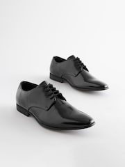 Black Hi-shine Derby Lace- Up Shoes - Image 2 of 9