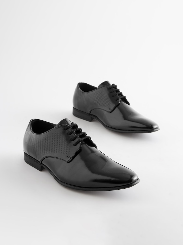 Black Hi-shine Derby Lace- Up Shoes - Image 2 of 9