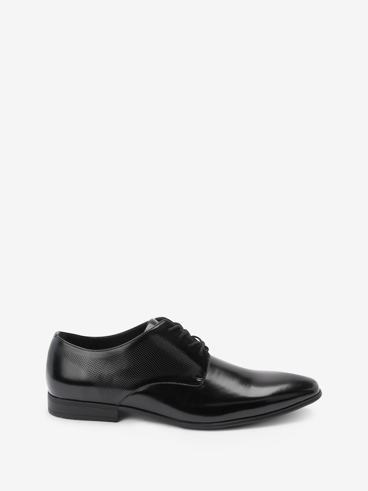 Black Hi-shine Derby Lace- Up Shoes - Image 3 of 9
