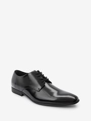 Black Hi-shine Derby Lace- Up Shoes - Image 4 of 9