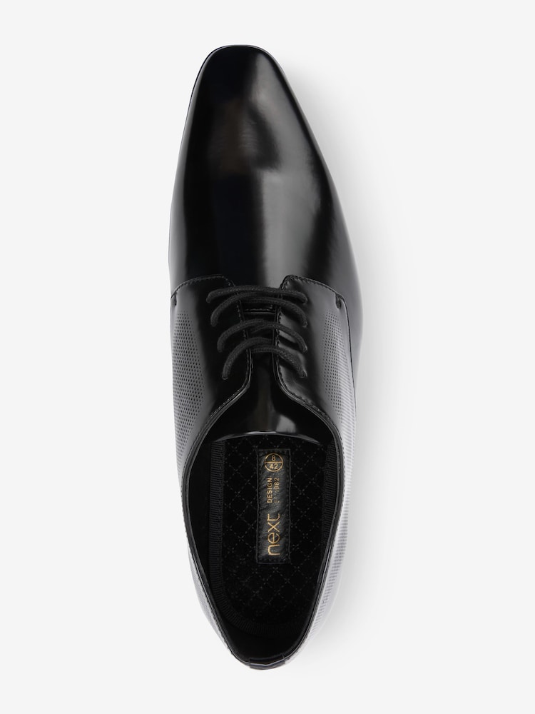 Black Hi-shine Derby Lace- Up Shoes - Image 5 of 9