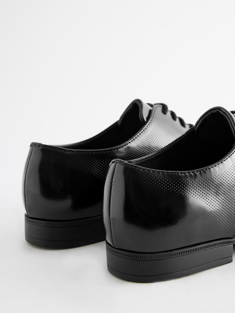 Black Hi-shine Derby Lace- Up Shoes - Image 6 of 9