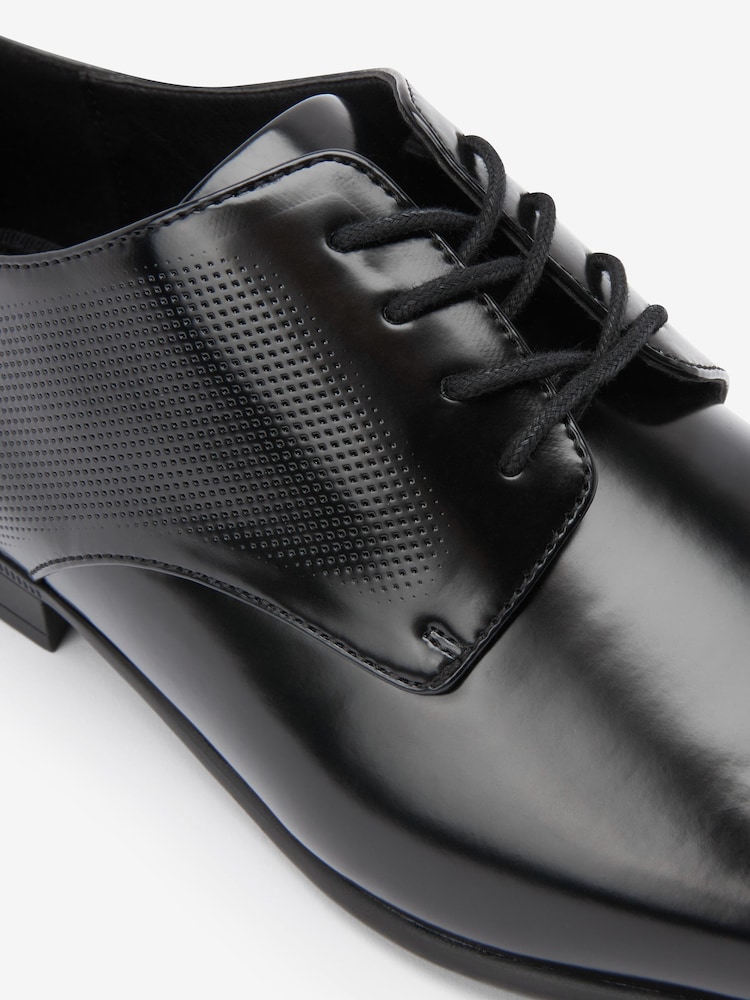 Black Hi-shine Derby Lace- Up Shoes - Image 8 of 9