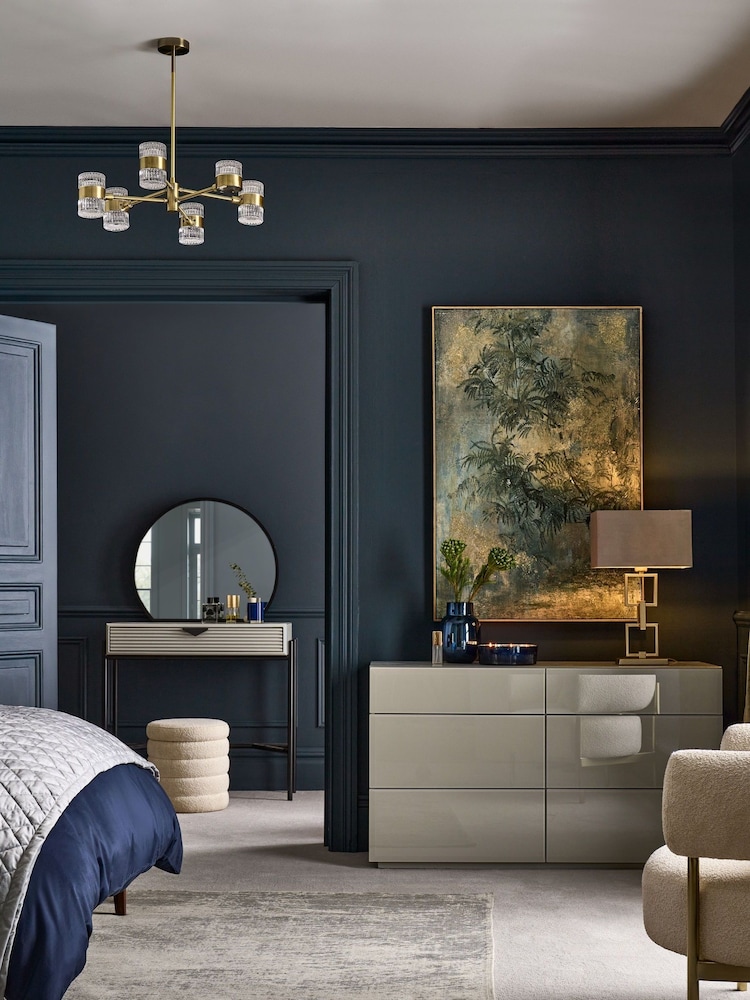 Dark Natural Sloane Glass 6 Drawer Collection Luxe Chest of Drawers - Image 2 of 8