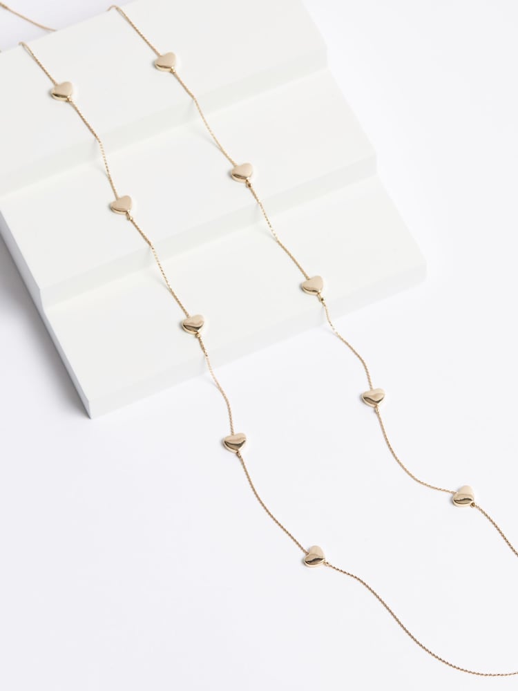Tono dorado - Collar de cordón largo con detalles en forma de corazón - Imagen 1 de 2
