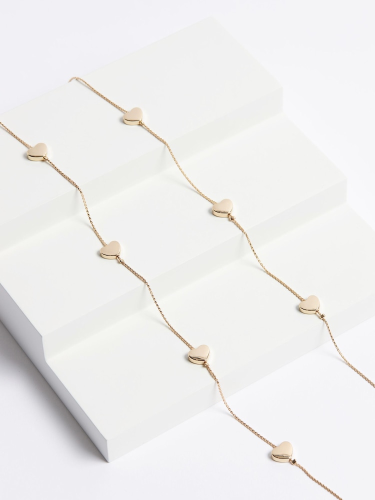 Tono dorado - Collar de cordón largo con detalles en forma de corazón - Imagen 2 de 2
