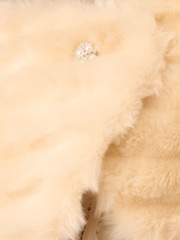 Adrianna Papell Natural Faux Fur Brooch Coverup - Image 5 of 6