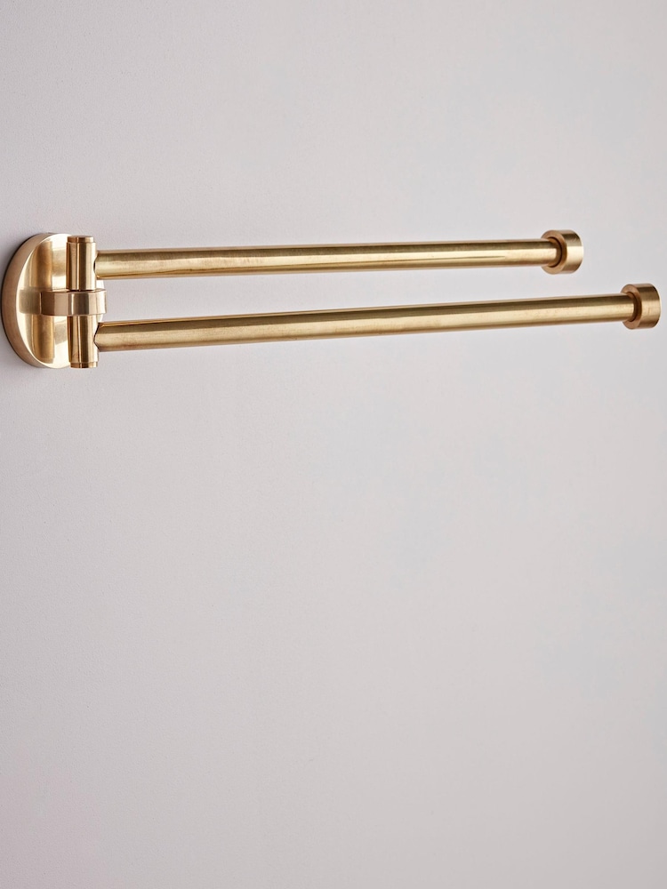 Cox & Cox Brass Double Arm Antique Towel Rail - Image 4 of 4