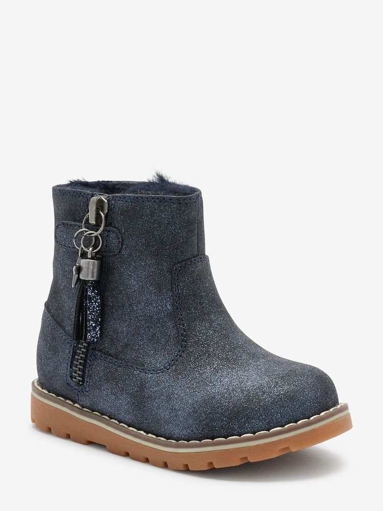 Marineblau/blau - Warm gefütterte Stiefel mit Quastendetail und Reißverschluss - Bild 2 von 4