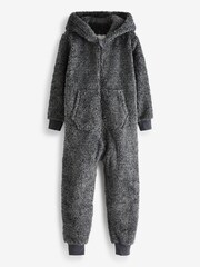 Szary - Soft Touch Teddy Borg Fleece All-In-One (3-16yrs) - Image 1 of 11