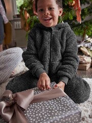 Szary - Soft Touch Teddy Borg Fleece All-In-One (3-16yrs) - Image 10 of 11