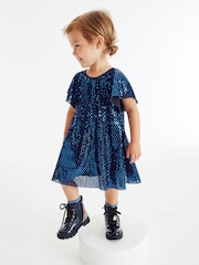Blue Next Sparkle Angel Sleeve Dress (3mths-8yrs) - Image 1 of 6