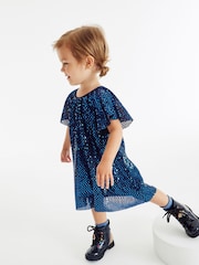 Blue Next Sparkle Angel Sleeve Dress (3mths-8yrs) - Image 3 of 6