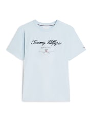 Tommy Hilfiger Breezy Blue Textured Logo Jersey T-Shirt - Image 1 of 1