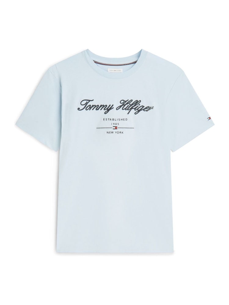 Tommy Hilfiger Breezy Blue Textured Logo Jersey T-Shirt - Image 1 of 1