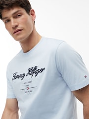 Tommy Hilfiger Breezy Blue Textured Logo Jersey T-Shirt - Image 3 of 6