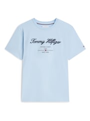 Tommy Hilfiger Breezy Blue Textured Logo Jersey T-Shirt - Image 5 of 6