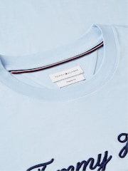 Tommy Hilfiger Breezy Blue Textured Logo Jersey T-Shirt - Image 6 of 6
