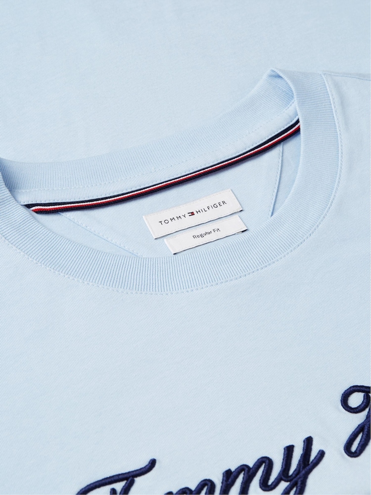 Tommy Hilfiger Breezy Blue Textured Logo Jersey T-Shirt - Image 6 of 6 Tommy Hilfiger Breezy Blue Textured Logo Jersey T-Shirt - Image 6 of 6