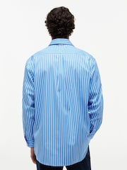 Tommy Hilfiger Blue Oversized Fit Mixed Stripe Poplin Shirt - Image 2 of 5