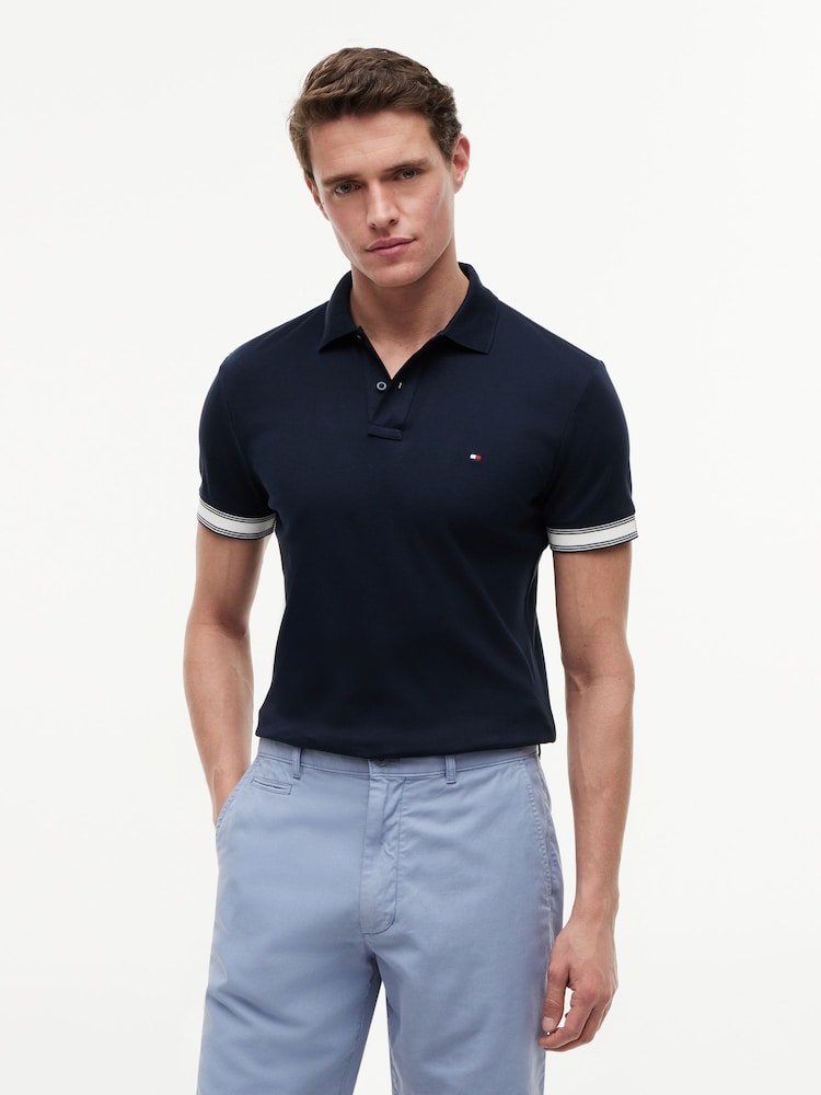 Bleu - Polo Tommy Hilfiger Coupe ajustée en coton fluide - Image 1 de 5