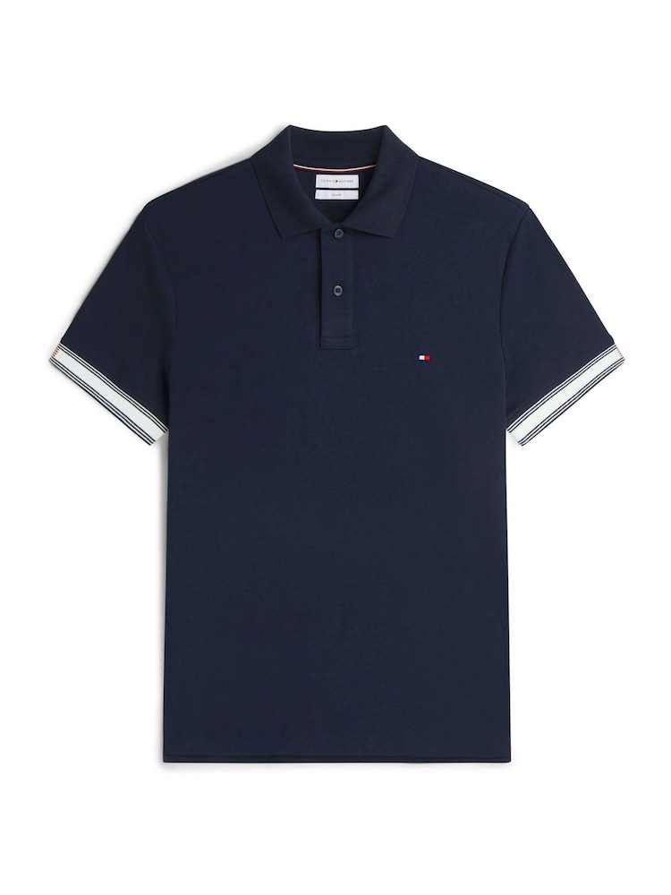 Bleu - Polo Tommy Hilfiger Coupe ajustée en coton fluide - Image 5 de 5