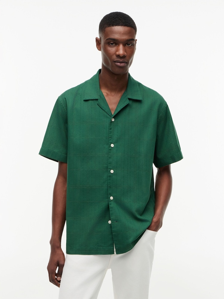 Tommy Hilfiger Green Relaxed Fit Windowpane Check Short Sleeve Shirt - Image 1 of 5