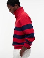 Tommy Hilfiger Red Stripe Mock Neck Quarter-Zip Sweatshirt - Image 4 of 6