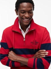 Tommy Hilfiger Red Stripe Mock Neck Quarter-Zip Sweatshirt - Image 5 of 6