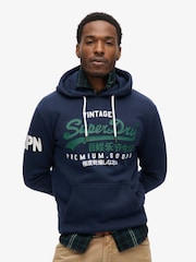 Superdry Blue Vintage Logo Slim Fit Classic Hoodie - Image 1 of 8
