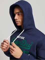 Superdry Blue Vintage Logo Slim Fit Classic Hoodie - Image 4 of 8