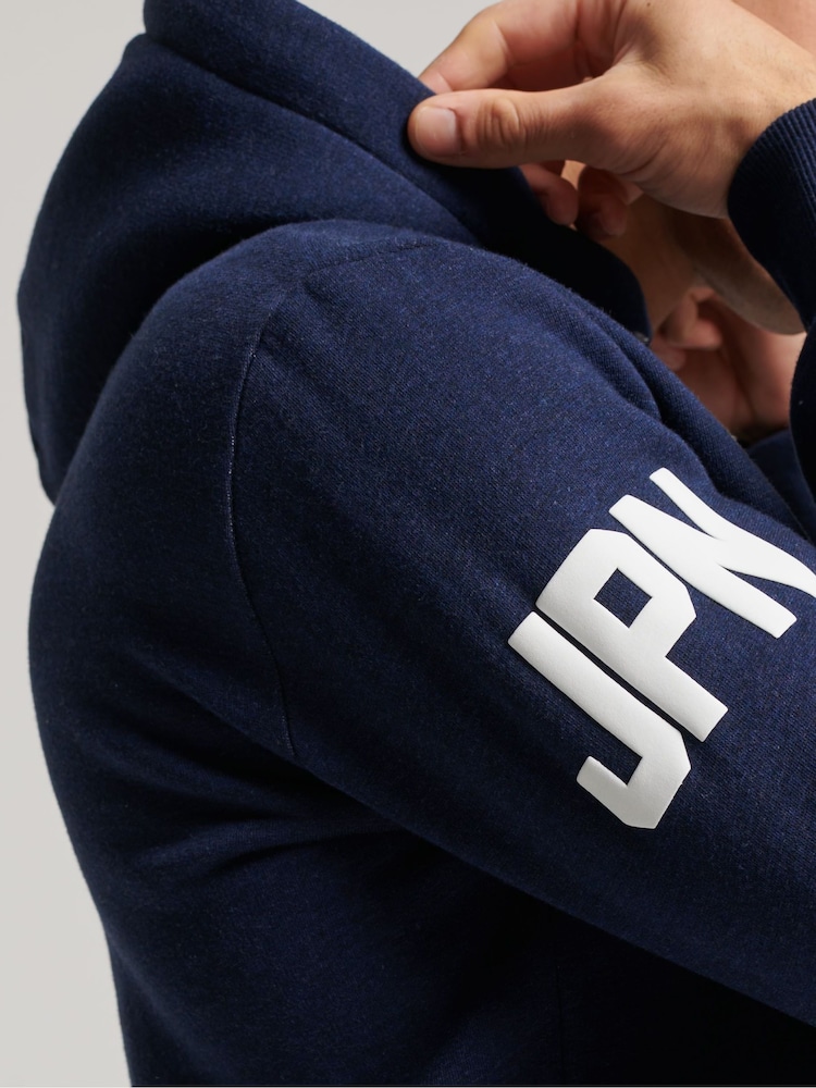 Superdry Blue Vintage Logo Slim Fit Classic Hoodie - Image 5 of 8