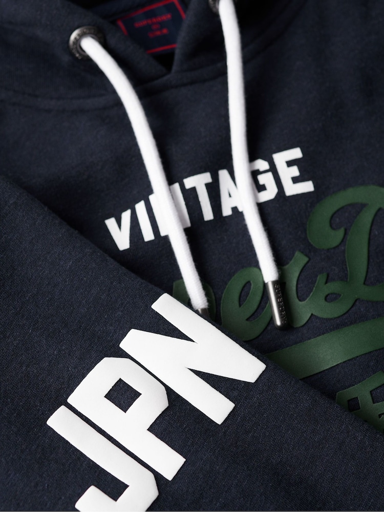 Superdry Blue Vintage Logo Slim Fit Classic Hoodie - Image 7 of 8