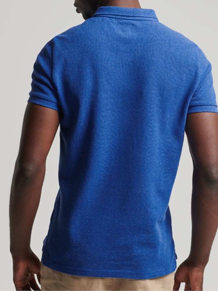 Superdry Varsity Blue Marl Classic Pique Polo Shirt - Image 1 of 6
