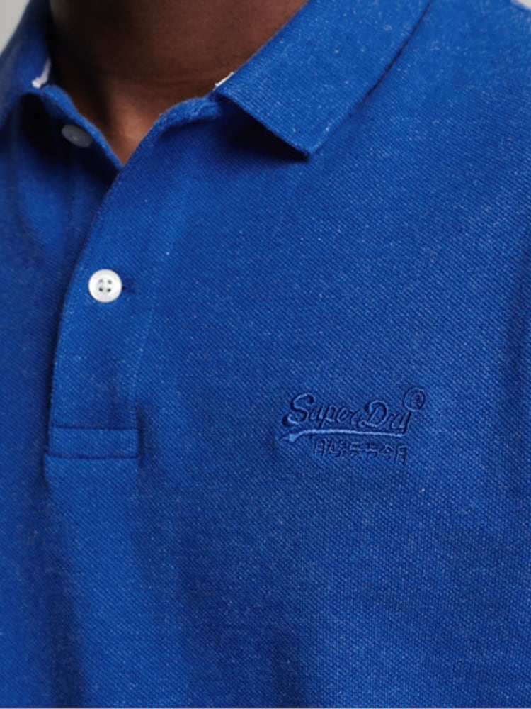 Bleu universitaire chiné - Superdry 100{Polos en coton à piqué classique - Image 3 of 6