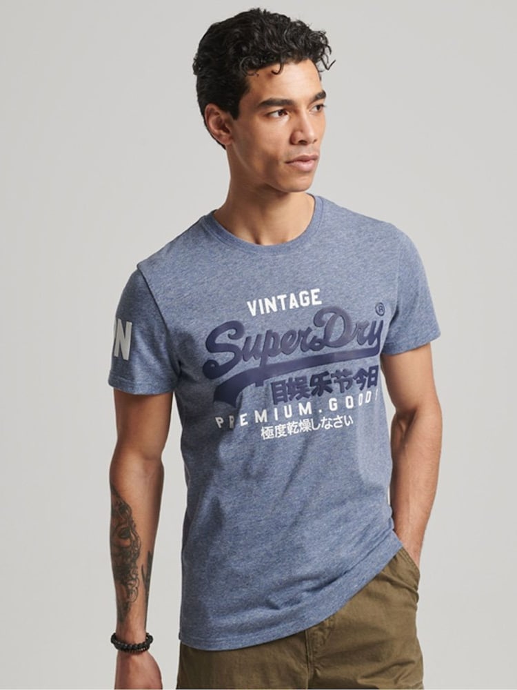 Tois Blue Grit - Superdry bombažna Blend Vintage Logo majica - Slika 2 iz 4