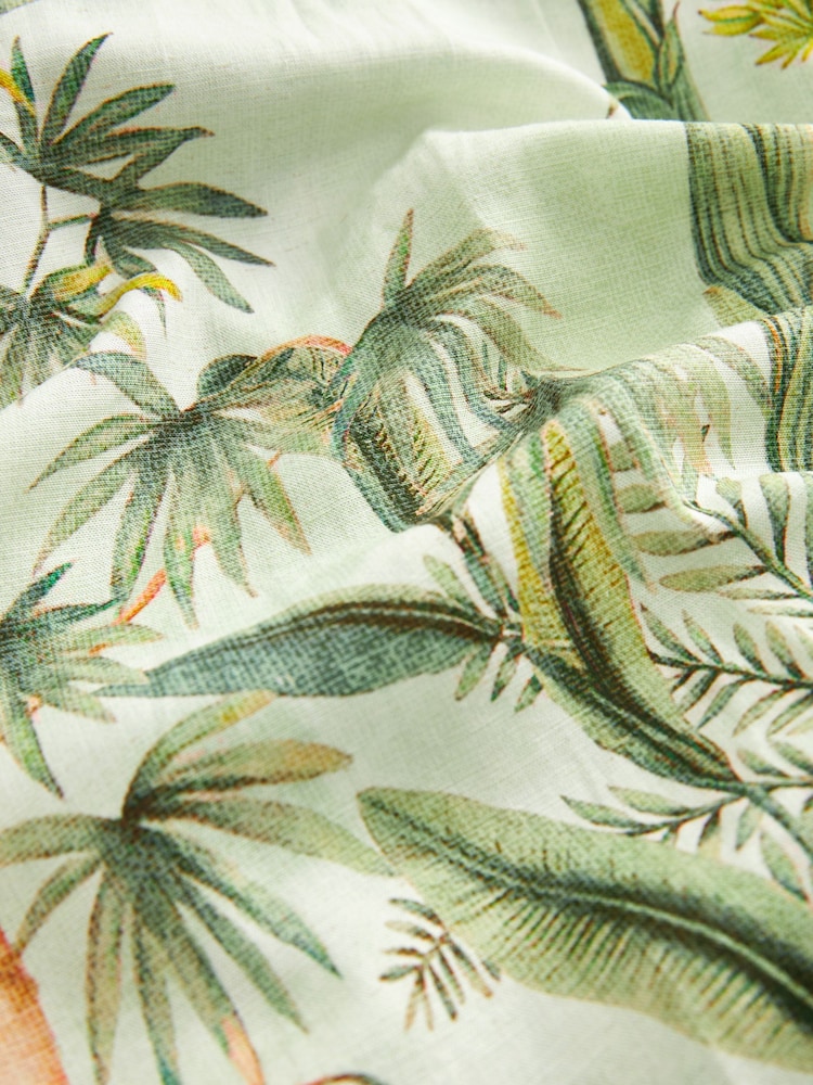 Sage Green Flamingo Print Linen Blend Robe - Image 5 of 5