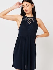 Superdry Vintage Sommerkleid aus Spitze mit Racerback, Blau - Bild 1 von 4